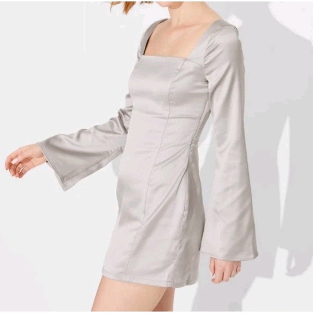 wild fable Silver Satin Mini Dress